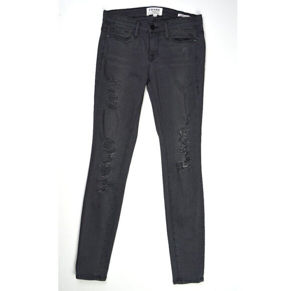 Frame Denim Grey Shred Le Skinny Jeans - Picture 1 of 7